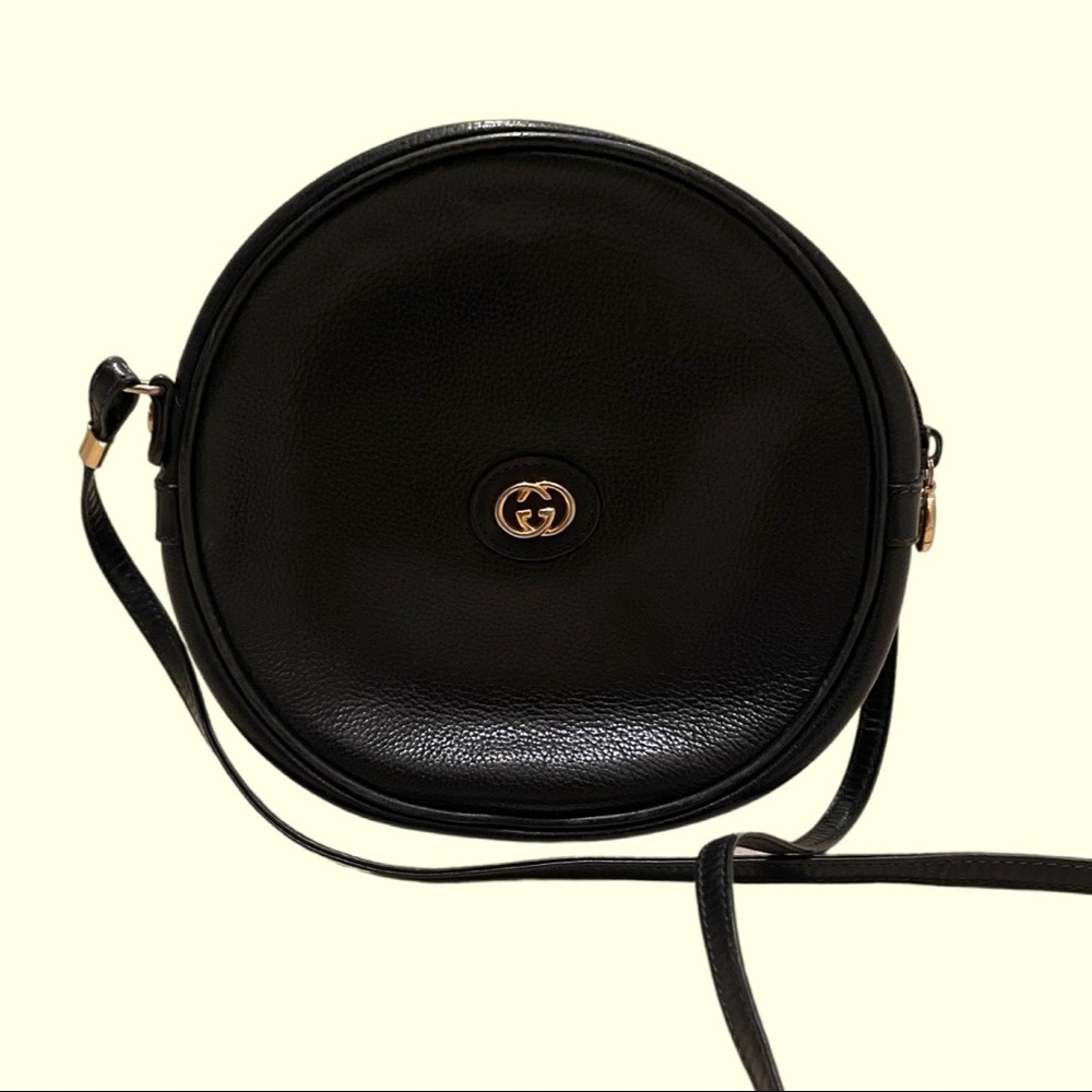 ❤️SOLD❤️GUCCI 70s Vintage Black Leather Canteen Crossbody Bag